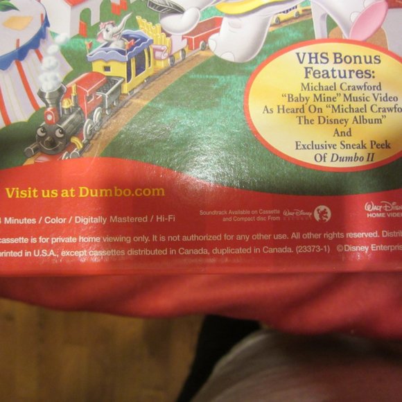 VTG RARE 2001 NIB 60TH ANNIV. DUMBO VHS AND PLUSH TOY - Picture 10 of 11